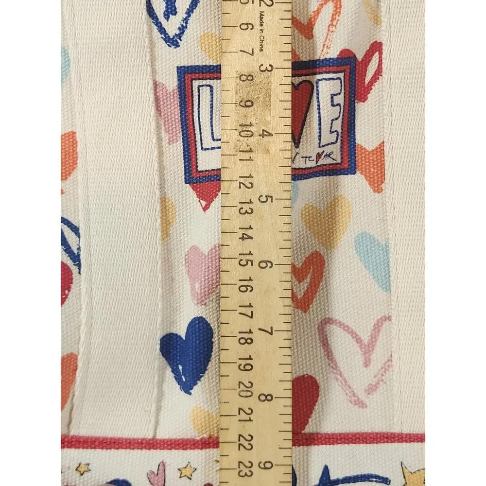 Brighton Love Heart Print Canvas Crossbody mini tote Red White Blue Strap
